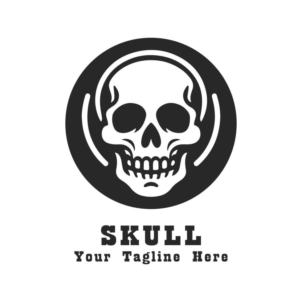 Simple Skull Logo Illustration With Flat Background vector