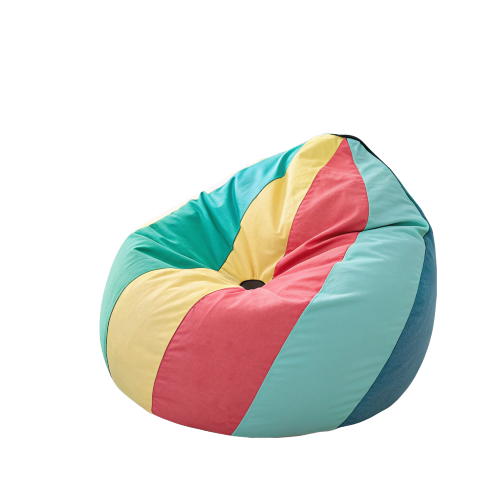 a bean bag chair with a colorful stripe pattern png