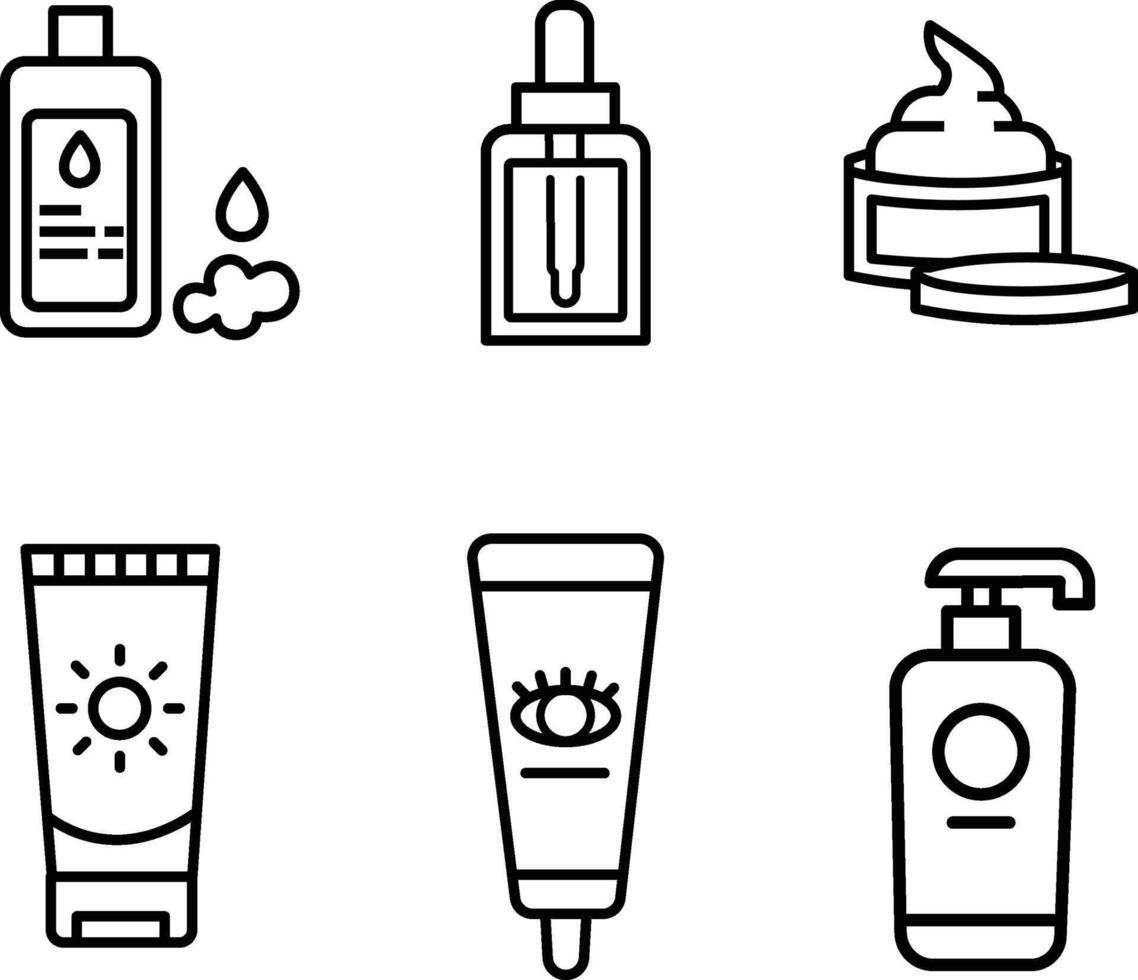 everyday skincare routine, icon illustration black outline, vector