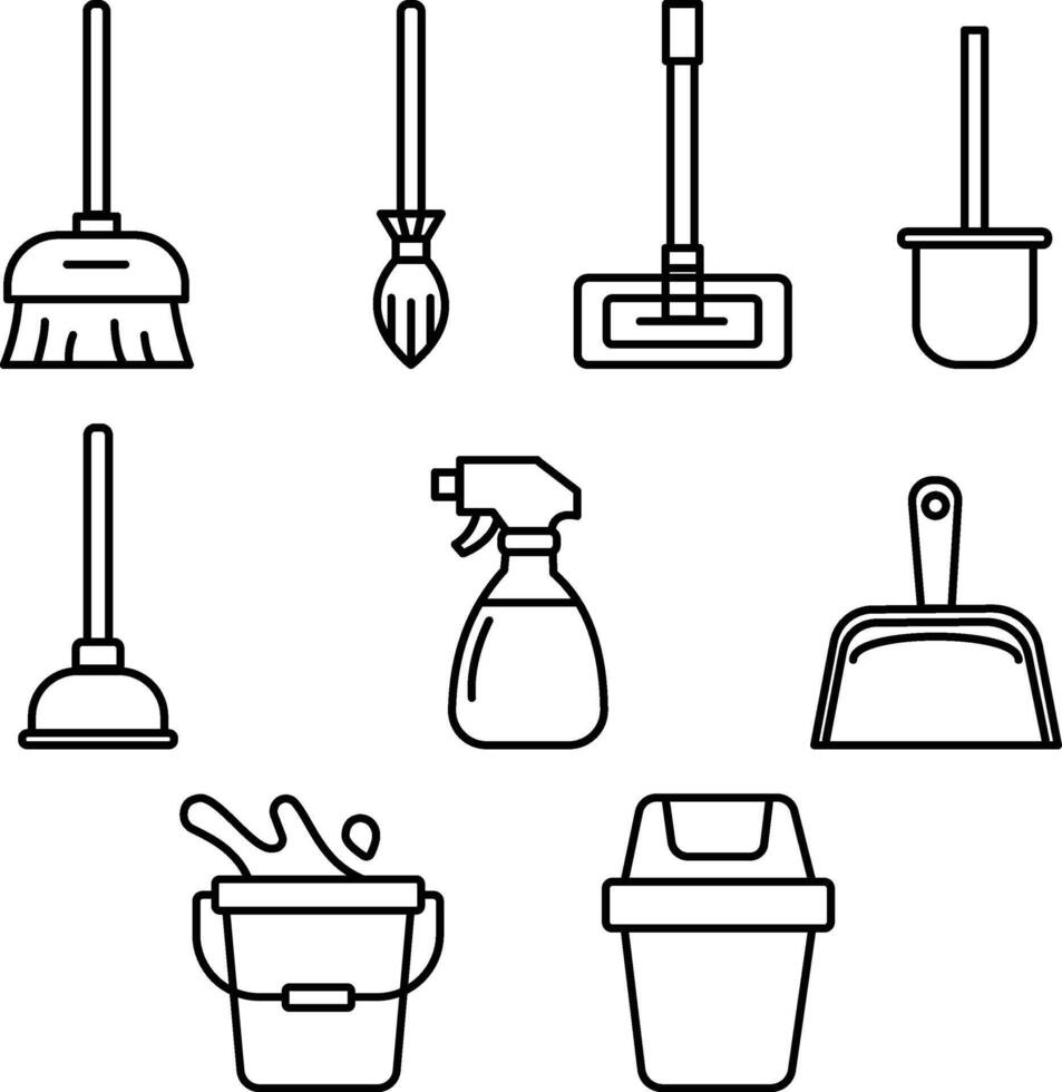 house set cleaning tool equipment vector