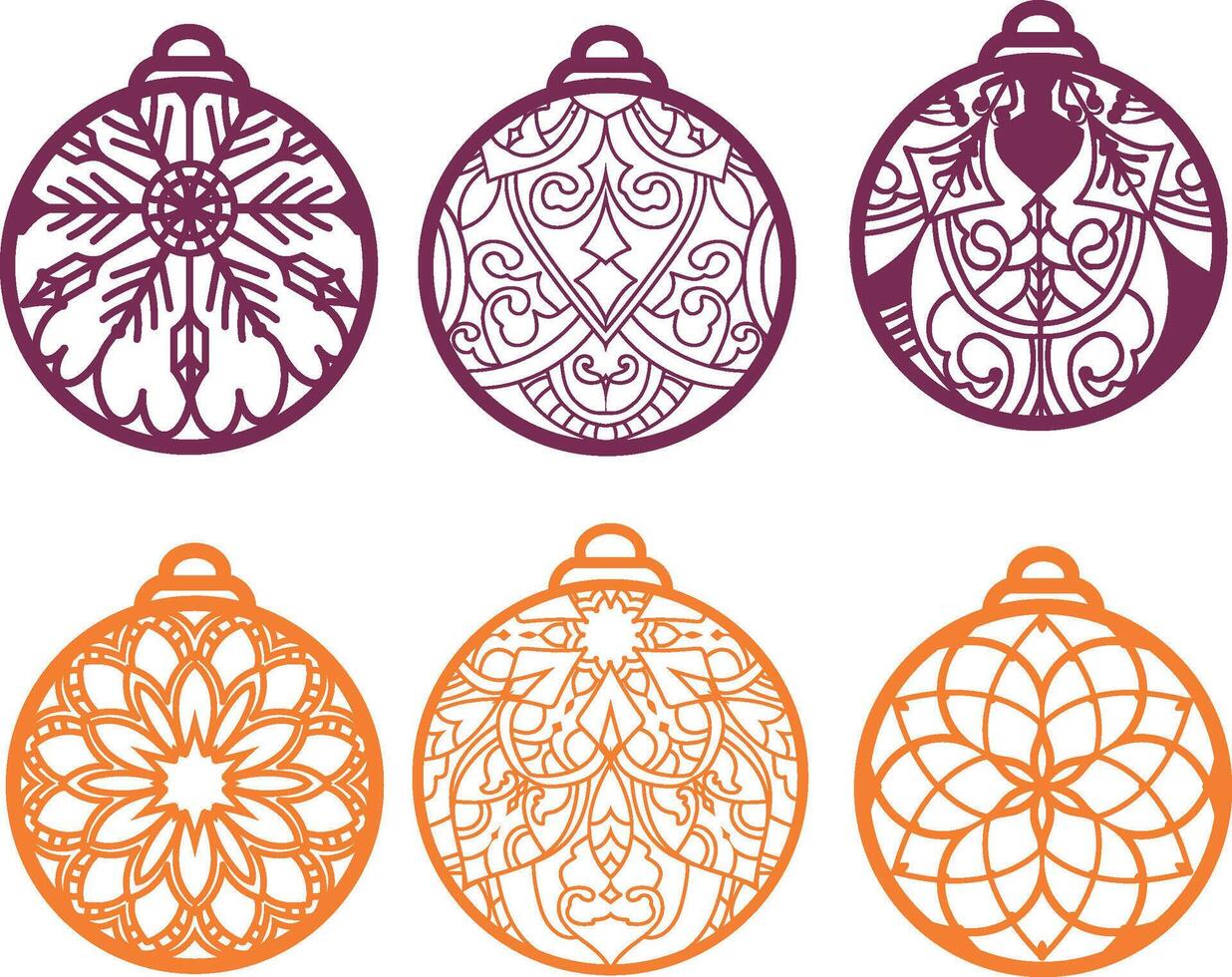 Christmas bauble mandala bundle illustration. vector
