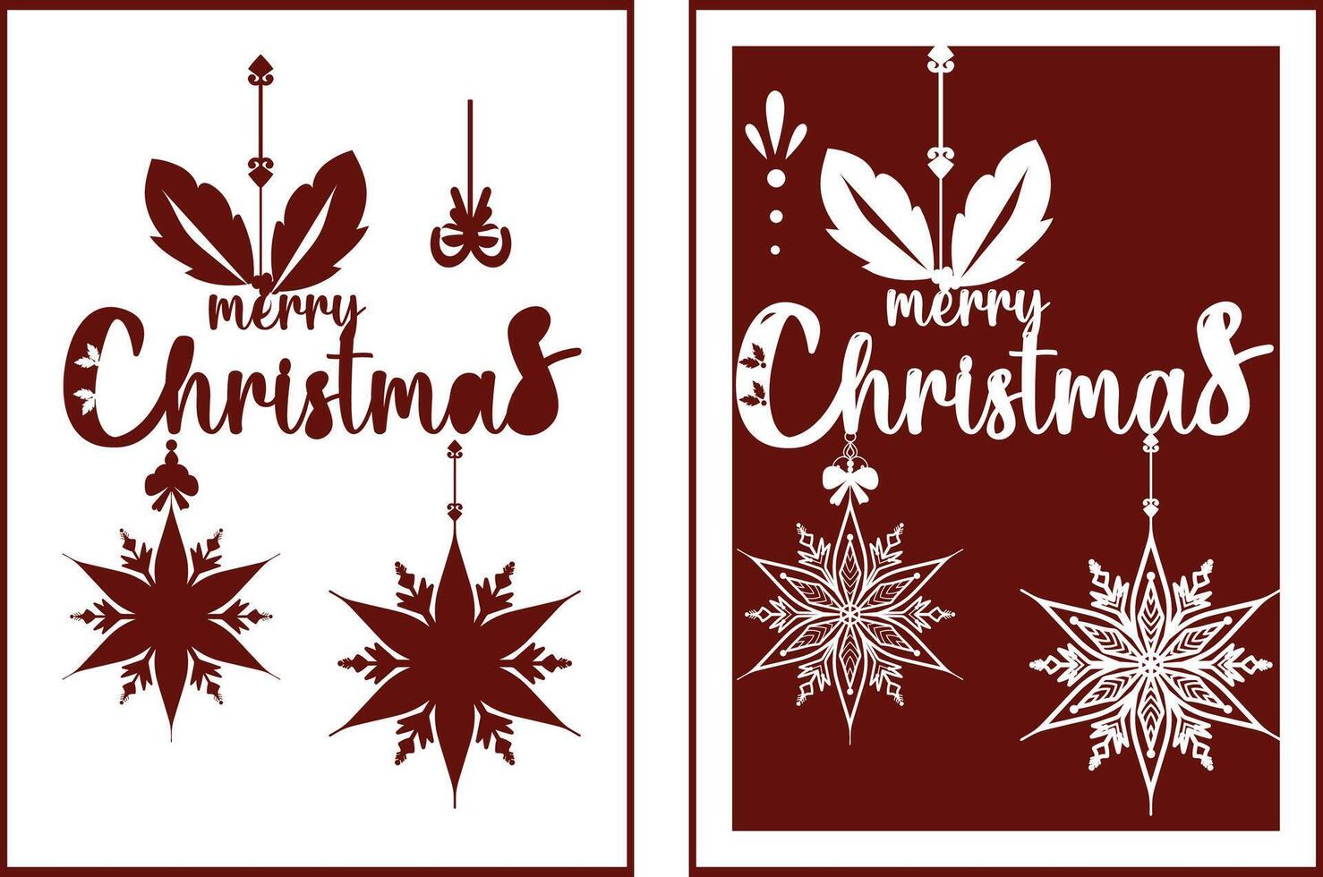 Christmas gift card 2 layer with snowflake and Christmas elements. vector