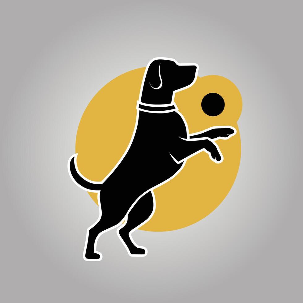 a dog playing with ball vector
