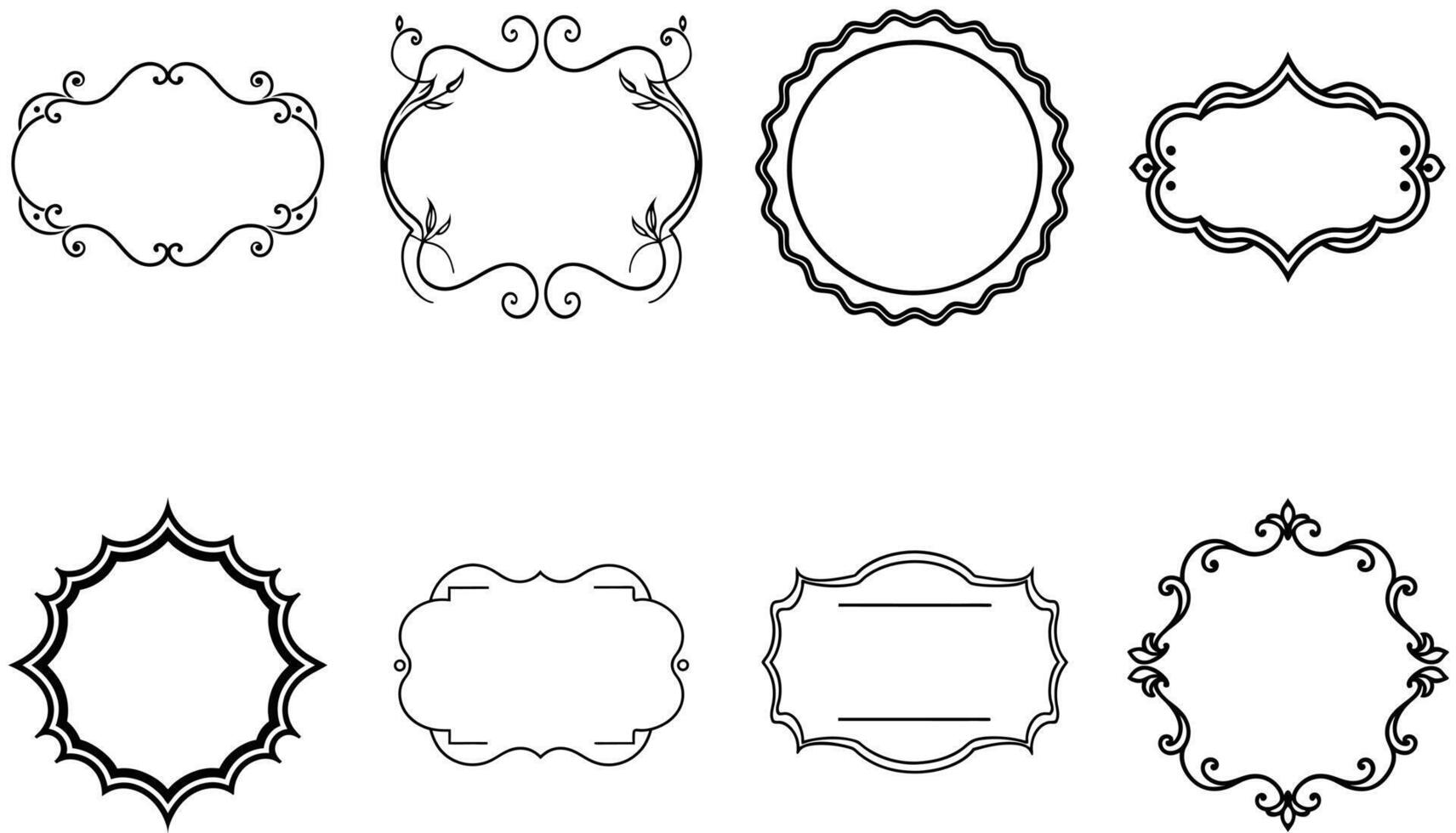Set of Decorative Vintage Frames with Intricate Details on White vector