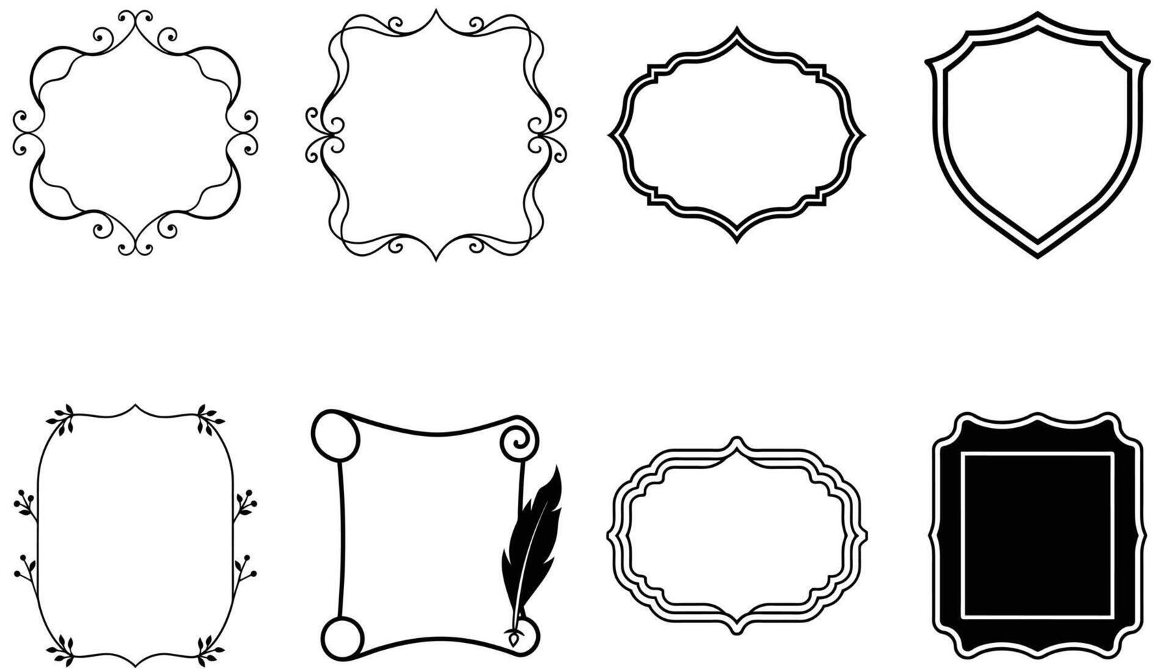 Old-Style Ornate Frames and Borders Isolated on White vector