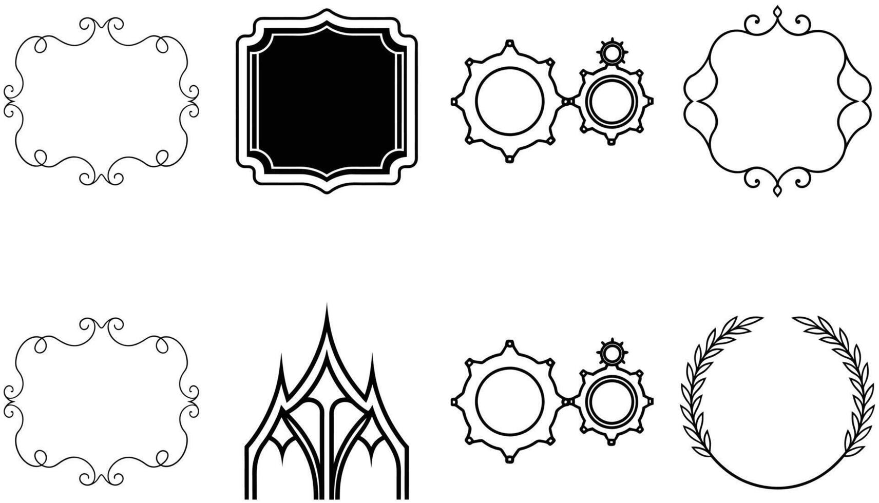 Classic Victorian Decorative Frames Set on White Background vector