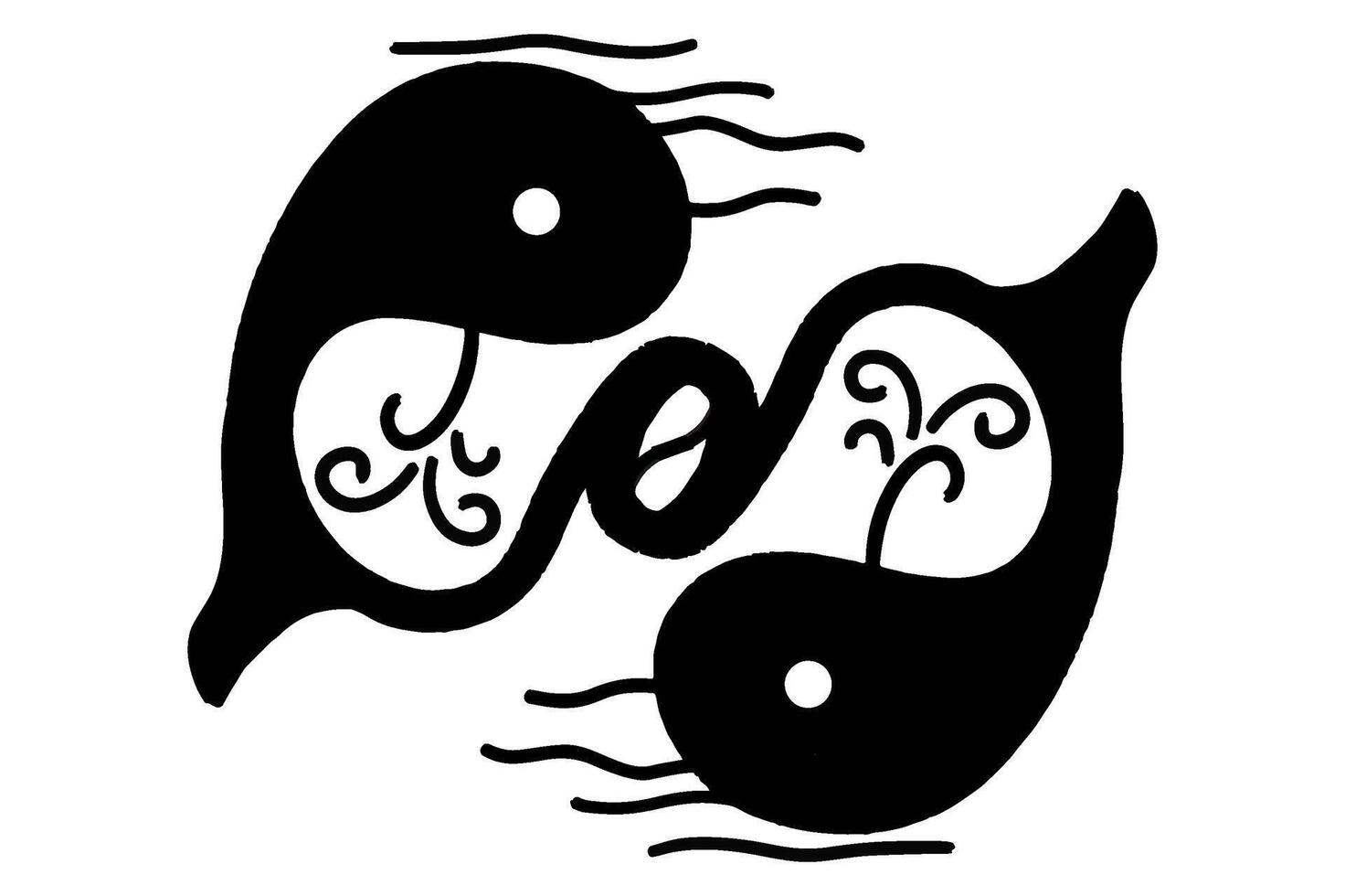 Intricate Double Whale Infinite Ornament Logo in Black vector