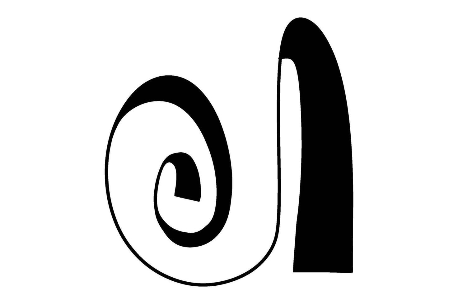 Minimalist Swirl Line Art Logo in Black vector