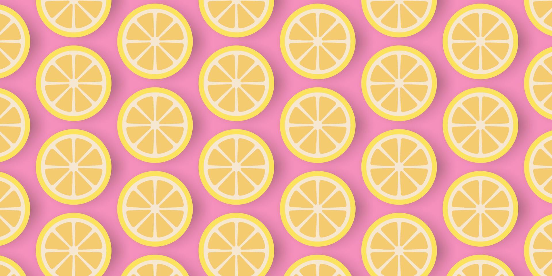 a pattern of lemon slices on a pink background vector