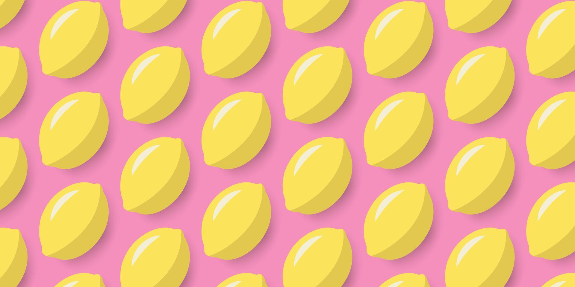 a pattern of yellow and pink lemon slices with shadow on white background vector