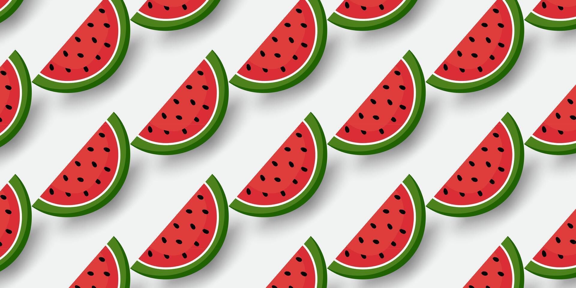watermelon seamless pattern background with shadow on white vector