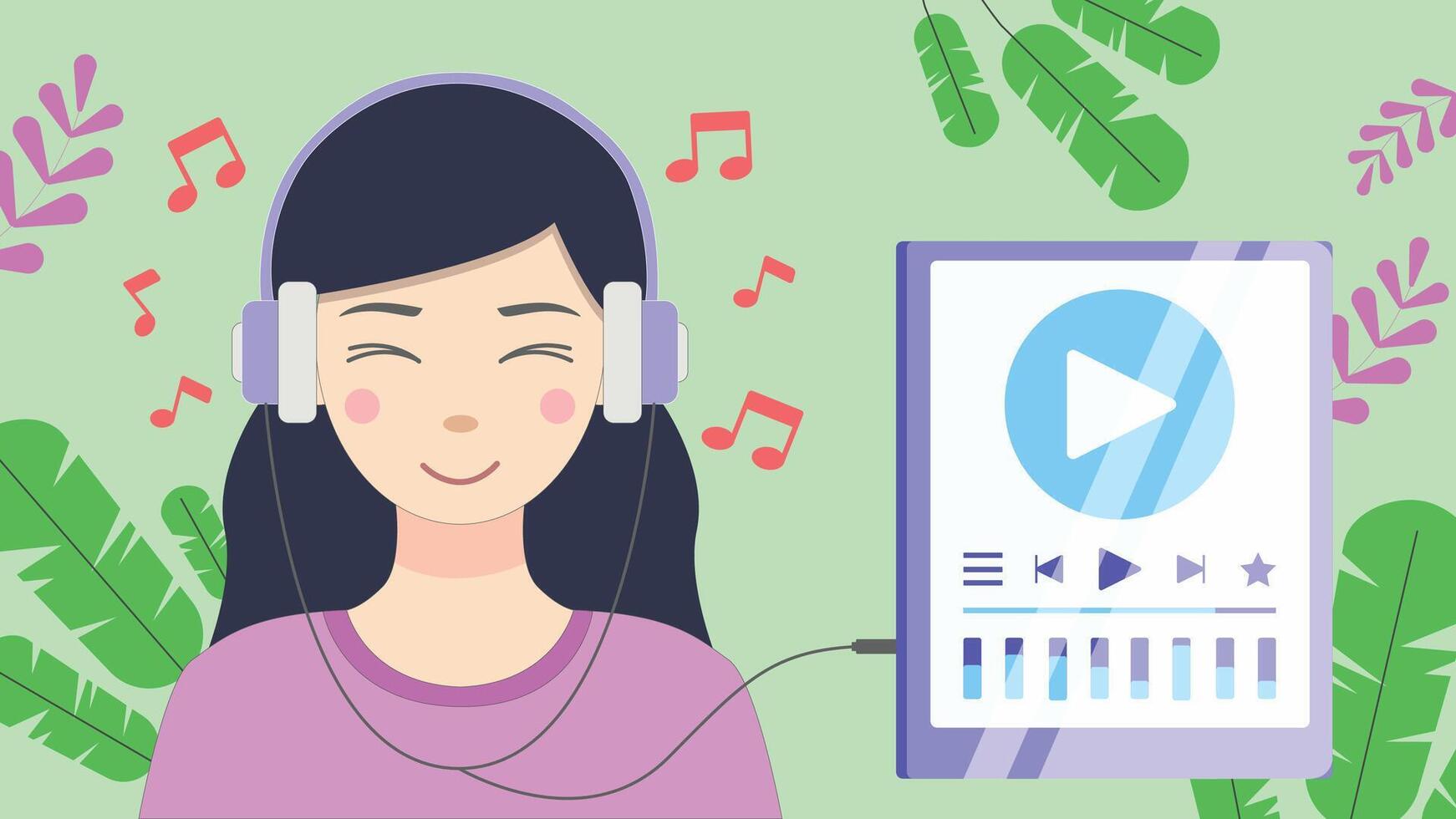 Listening to Music vector