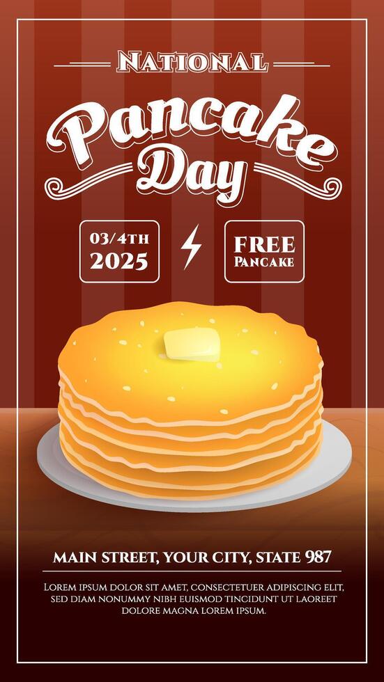 National Pancake Day Celebration Invitation with Delicious Pancakes vector