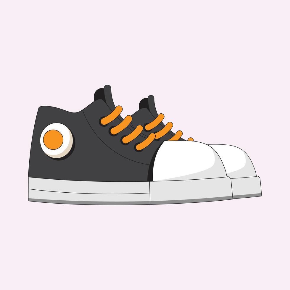 Black sneakers shoes cartoon icon illustration vector