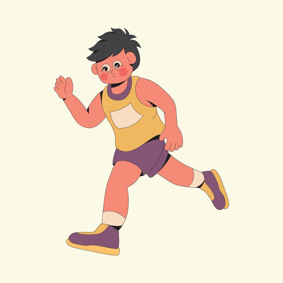 Boy Running Activity Cartoon Illustration vector