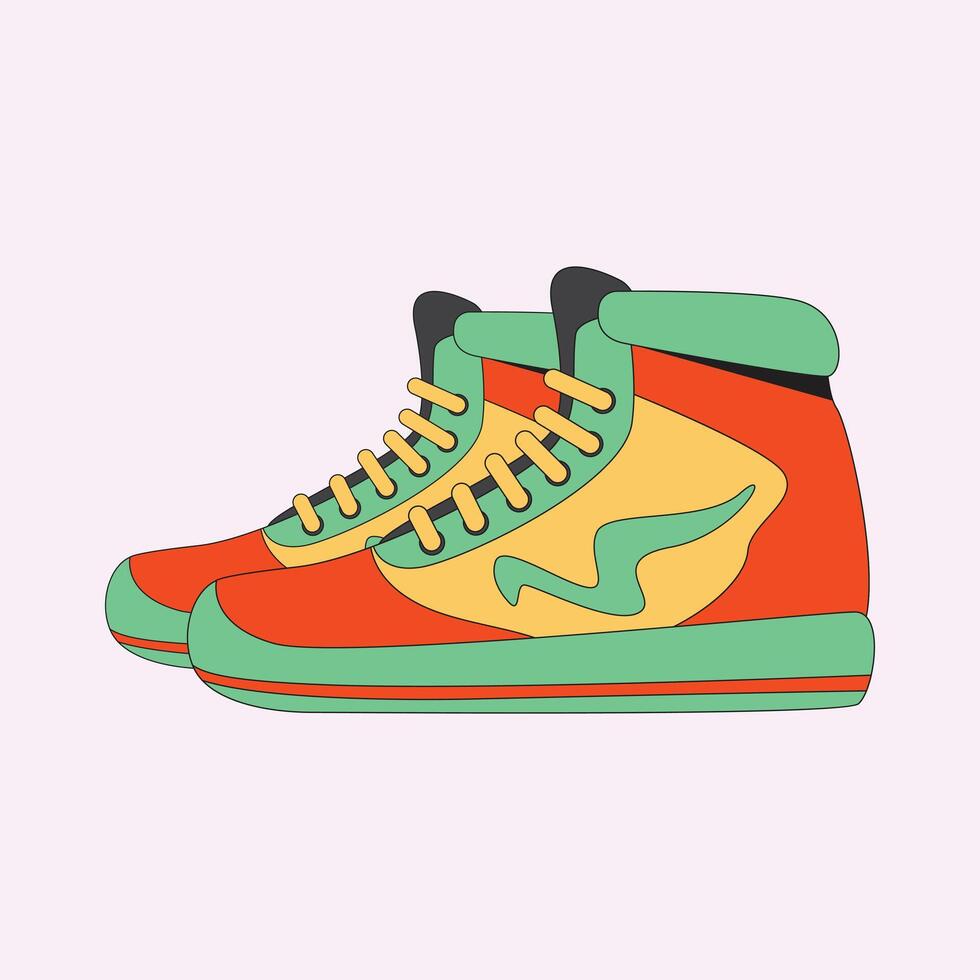 Colorful Sneakers cartoon icon illustration vector