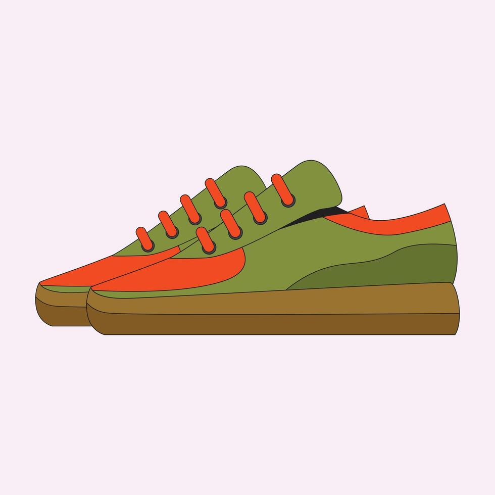 Green sneakers shoes cartoon icon illustration vector