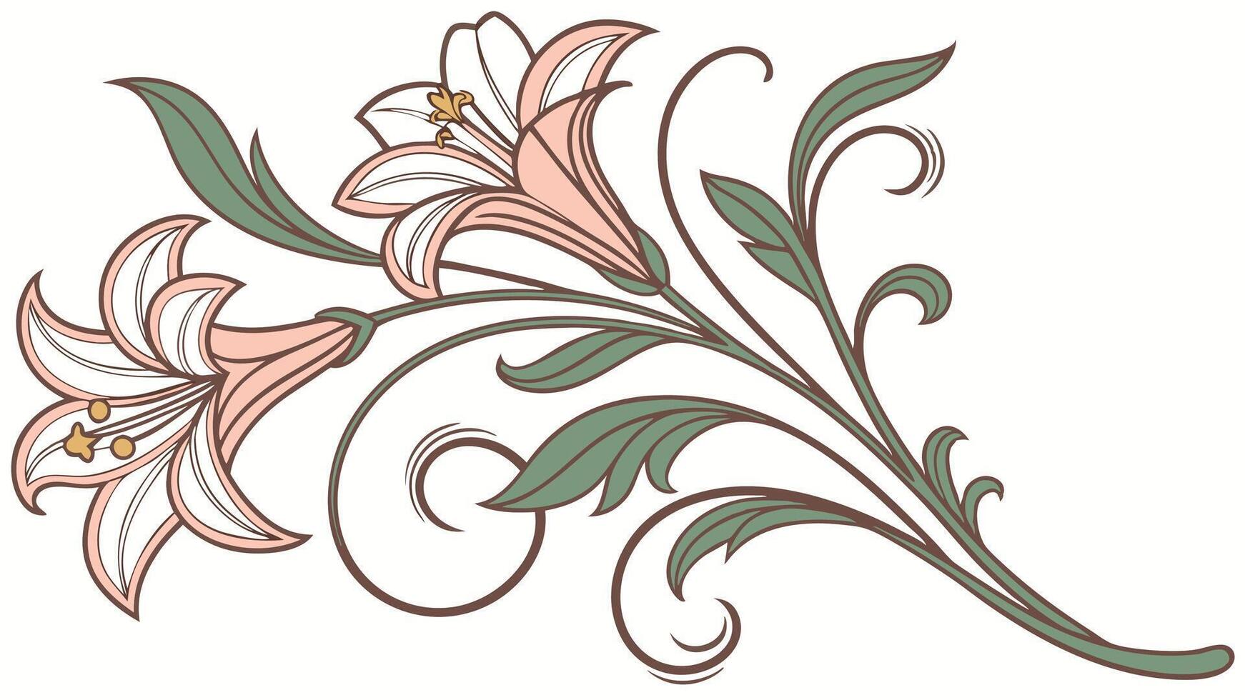 Ornate Lily Design in Pastel Tones vector