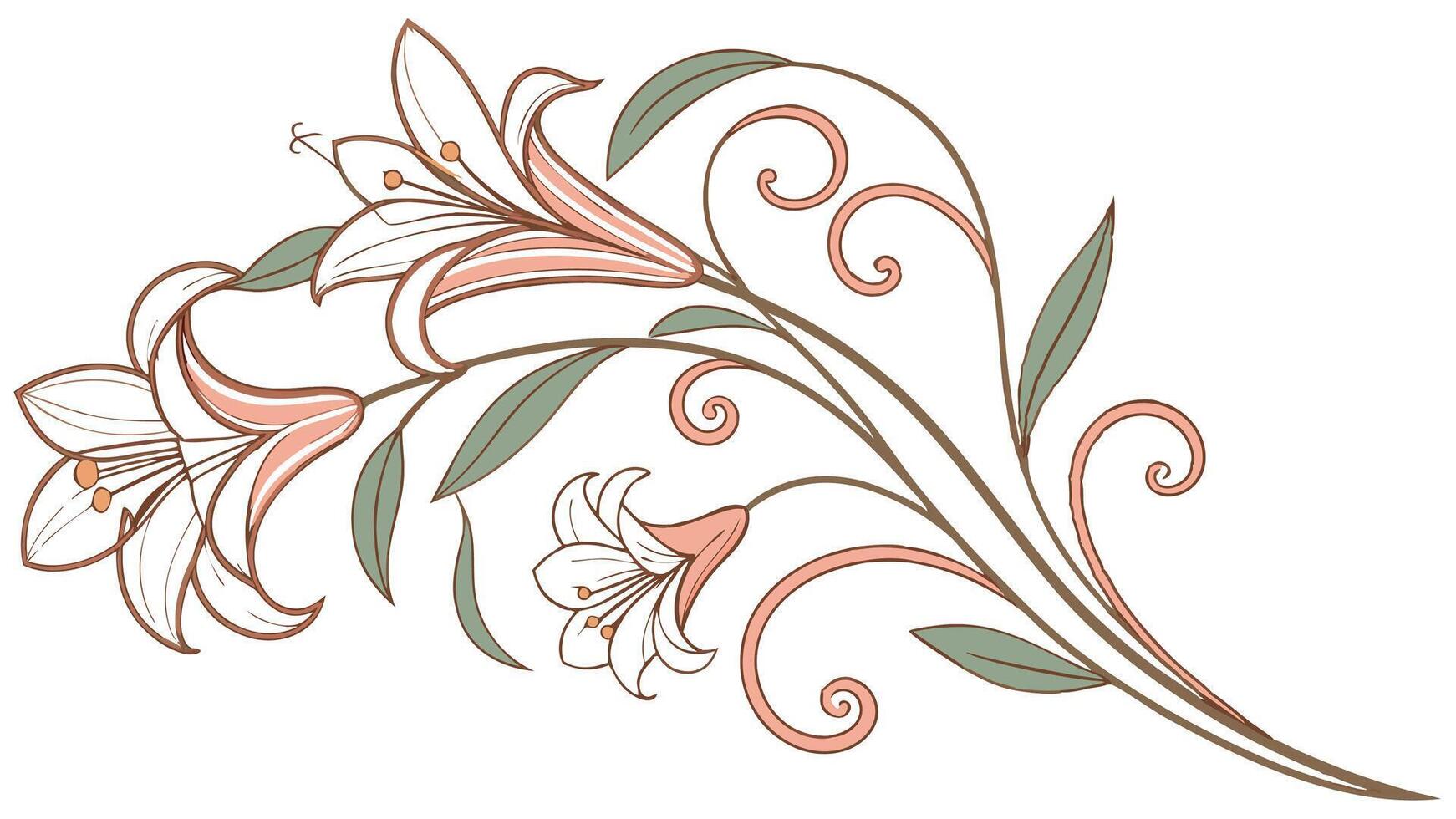 Ornate Lily Design with Decorative Swirls vector