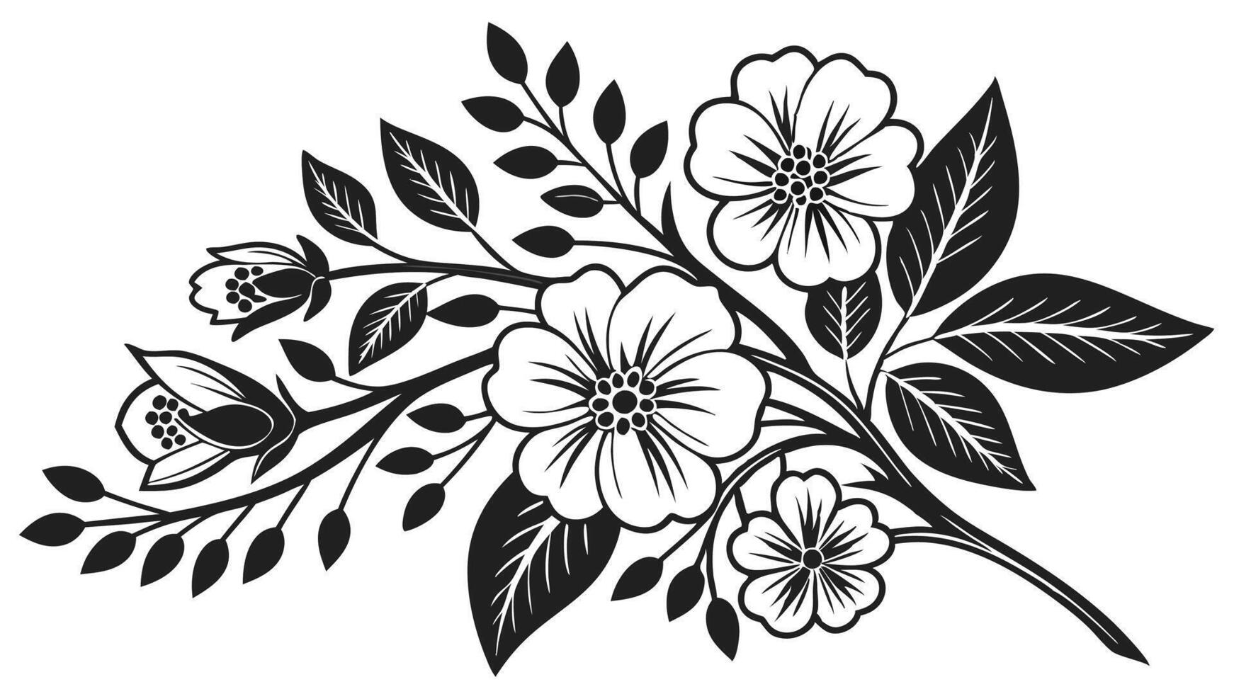 Ornate Black and White Floral Design vector