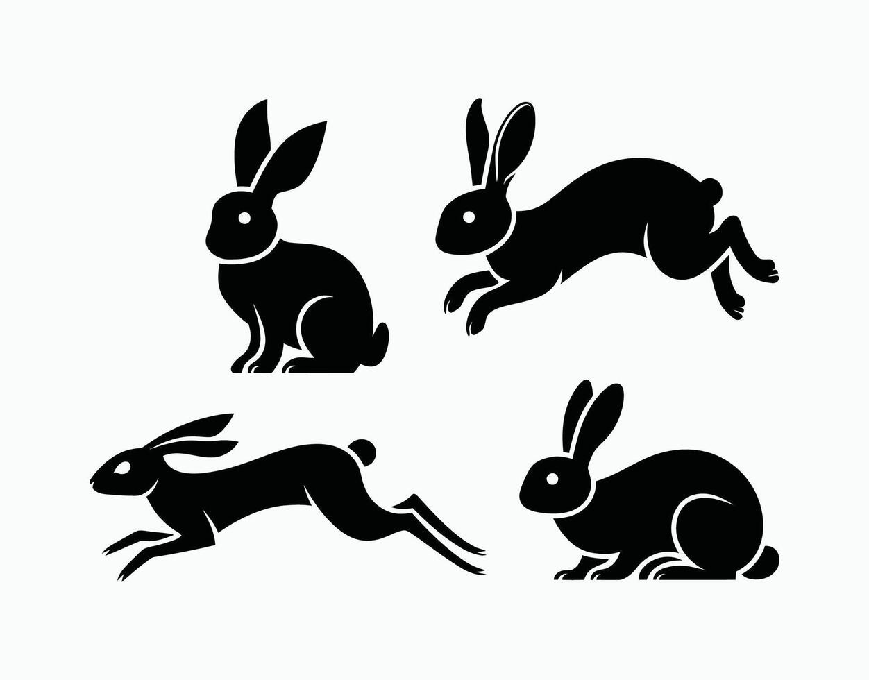 Minimal Bunny Silhouette Template vector