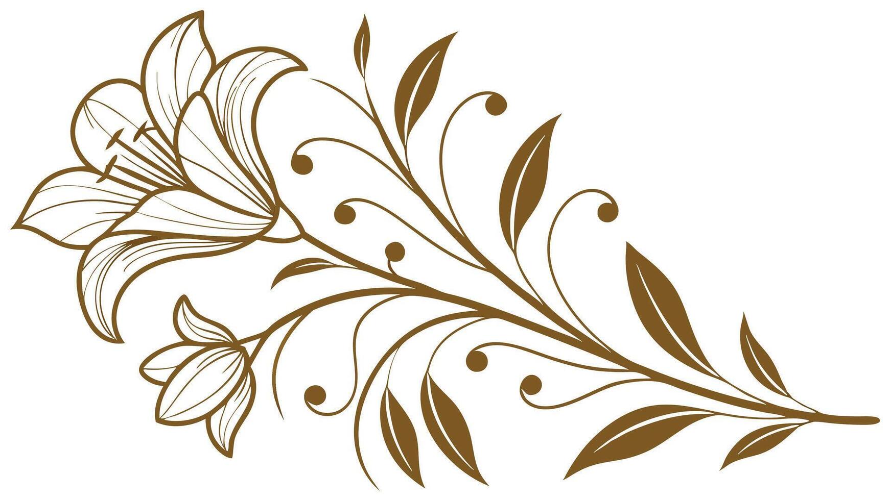 Ornate Lily and Leaves Graphic Design vector