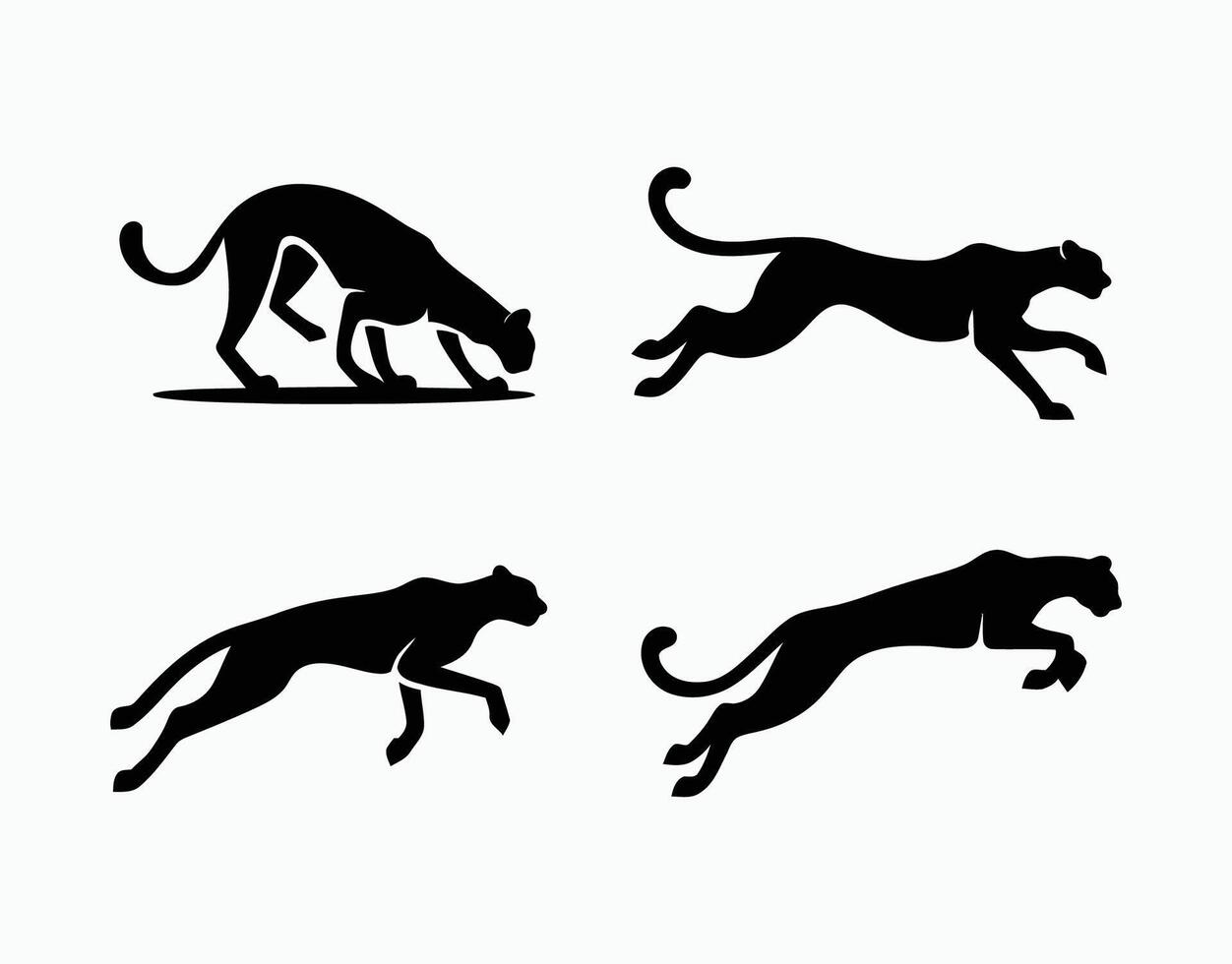 Wild Cheetah Silhouette Collection Isolated Template vector