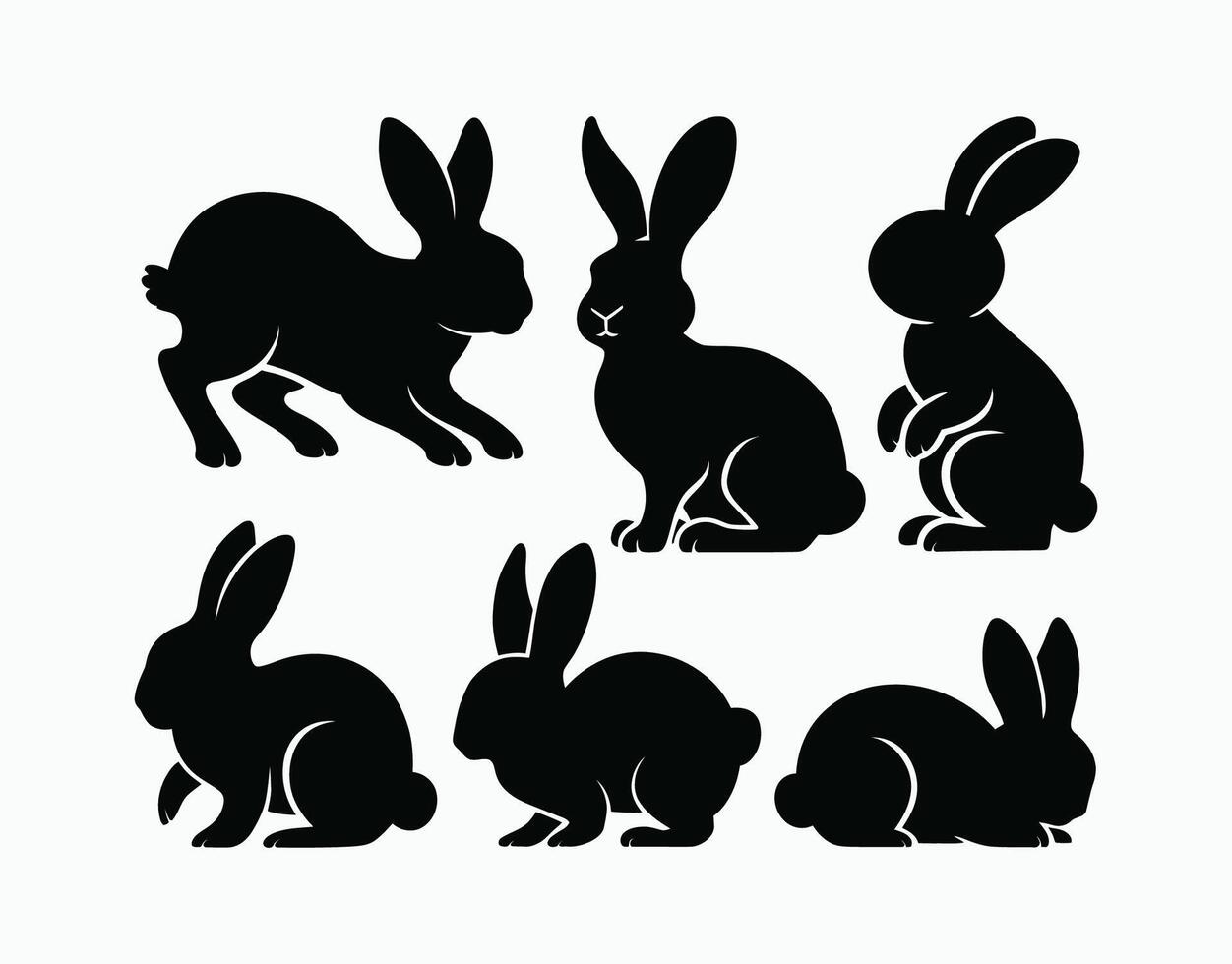 Cute Bunny Silhouette Template Set vector