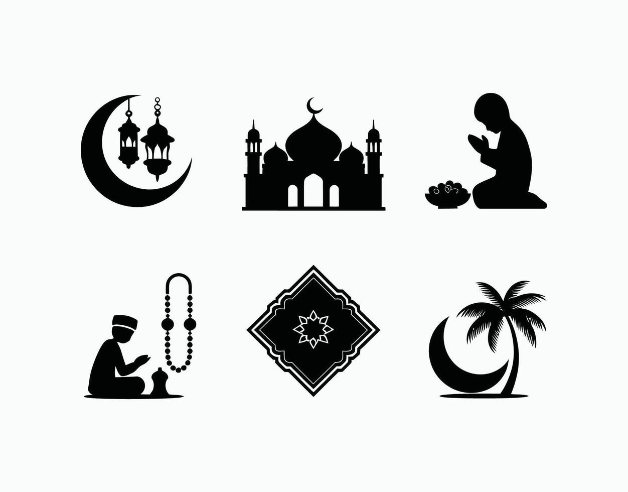 Beautiful Ramadan Kareem Silhouette Template vector
