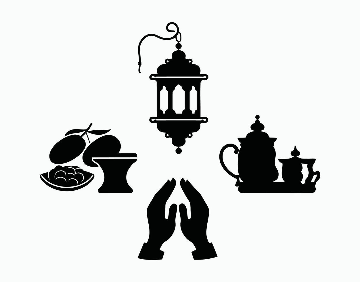 Ramadan Kareem Silhouette Collection Isolated Template vector