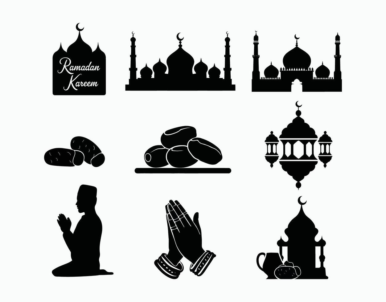 Elegant Ramadan Kareem Silhouette Template vector