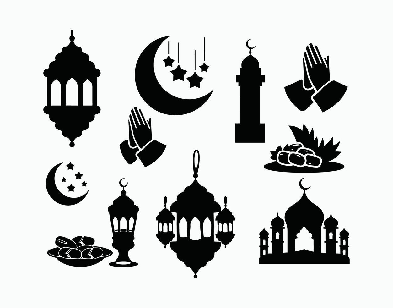 Ramadan Kareem Silhouette Collection Template Illustration vector