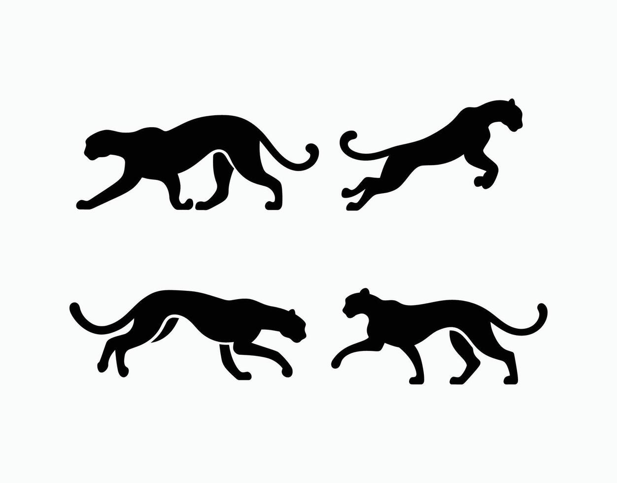 Cheetah Pose Silhouette Template vector