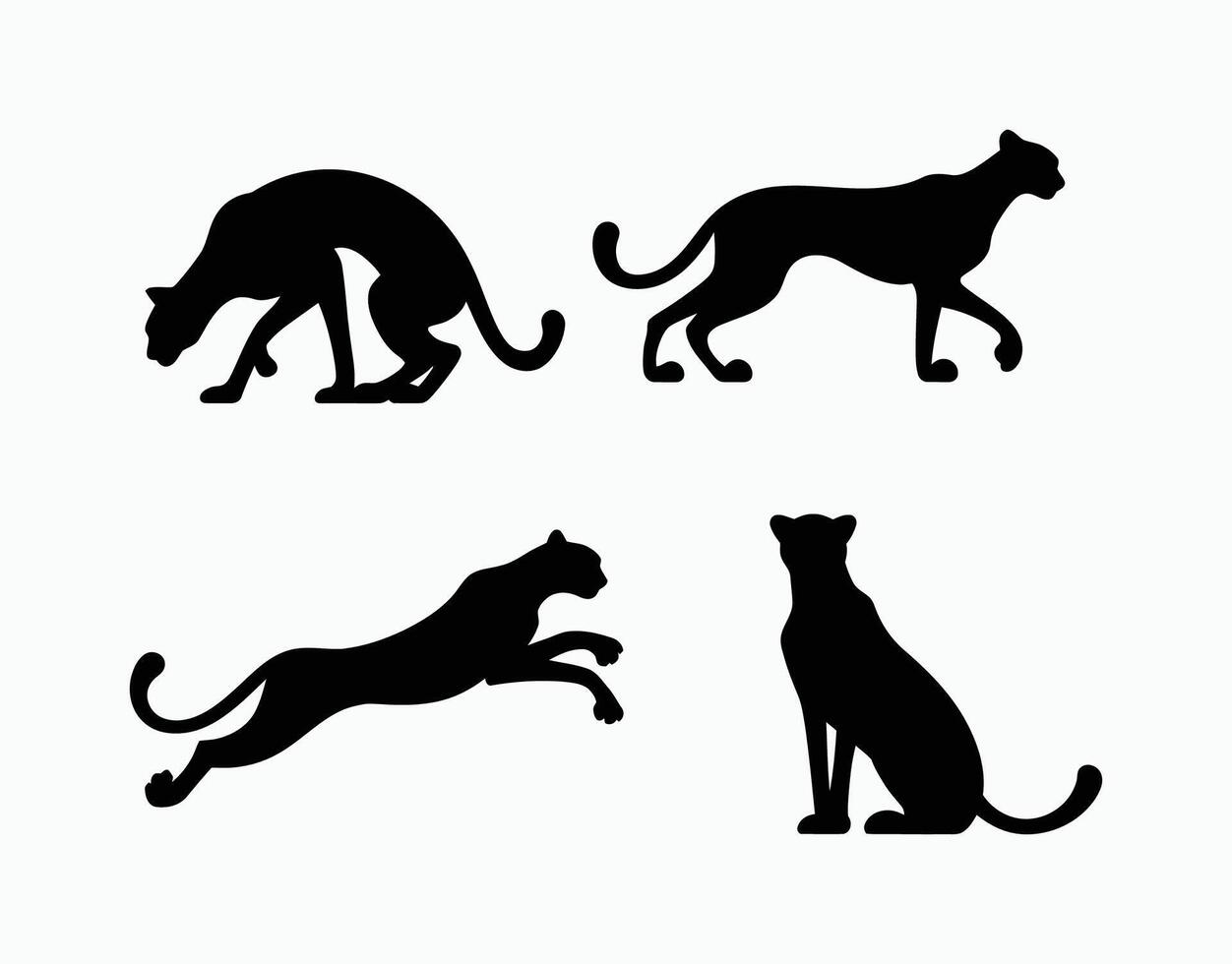 Cheetah Hunting Silhouette Template vector