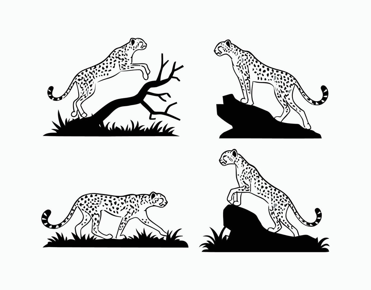 Cheetah Animal Shape Silhouette Template vector