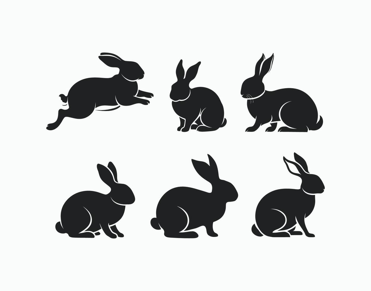 Elegant Bunny Silhouette Template Set vector
