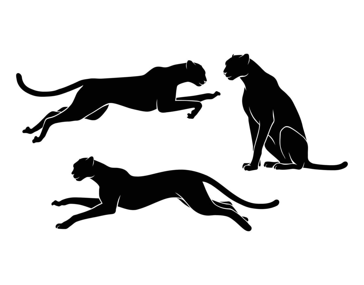 Cheetah Action Silhouette Template vector