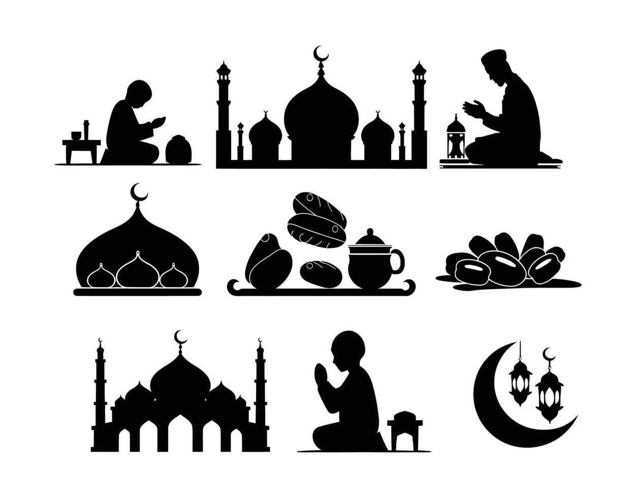 Ramadan Kareem Silhouette EPS Template vector