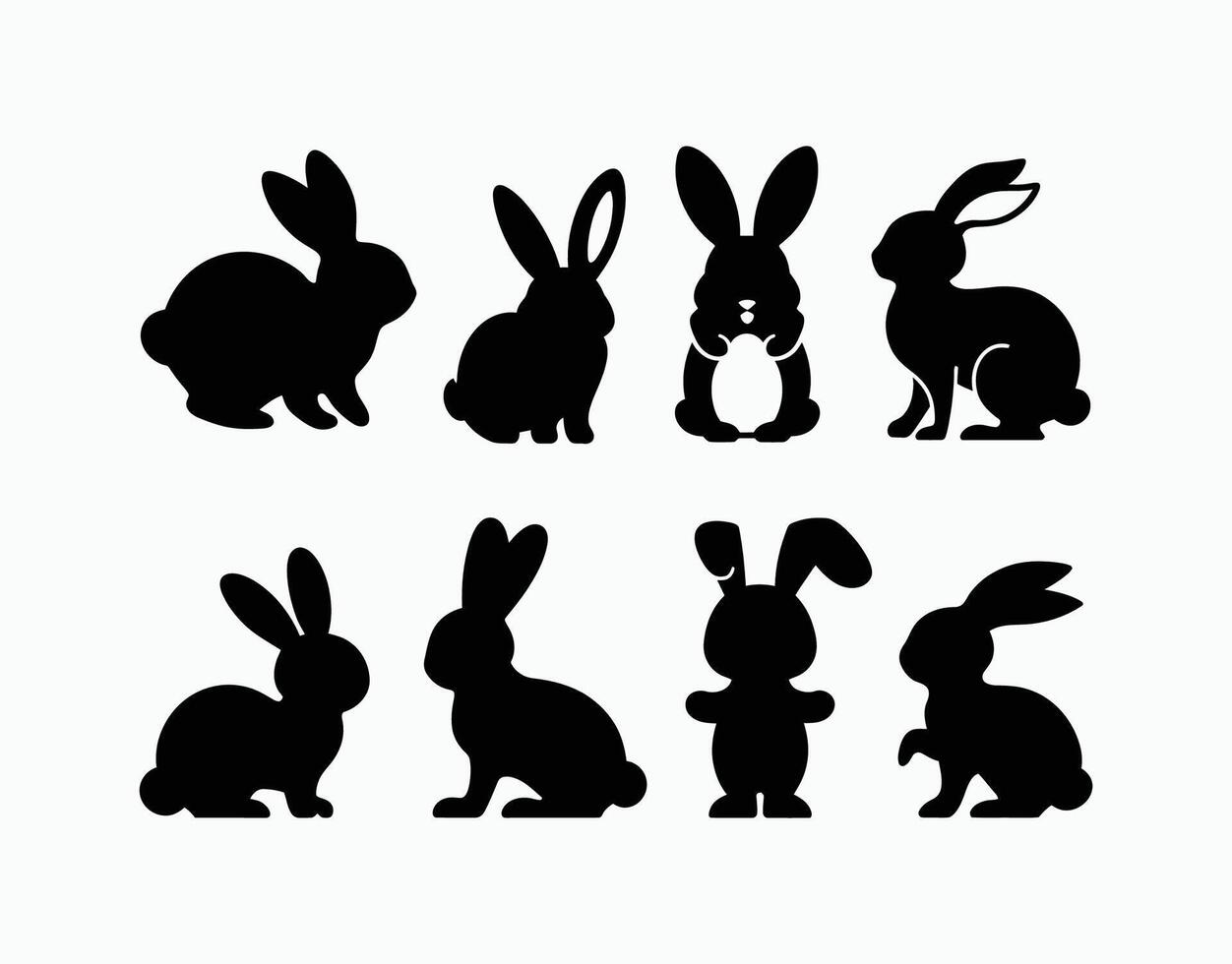 Cute Bunny Silhouette Collection Template vector