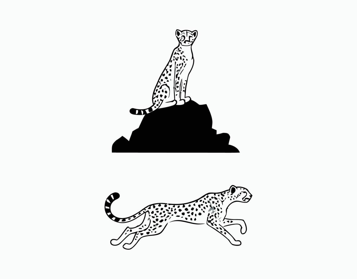 Cheetah Stance Silhouette Template vector