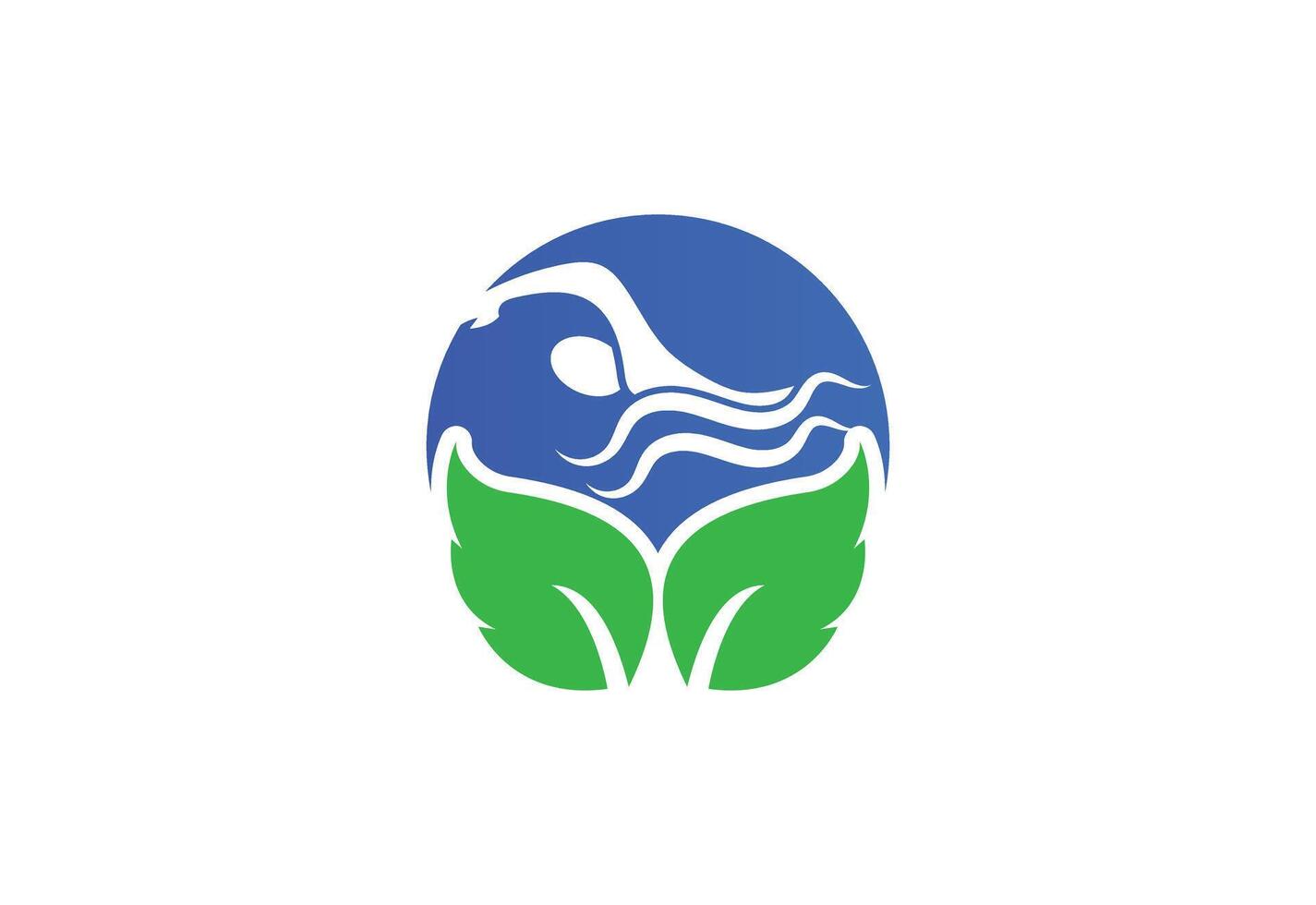 Swiming and Green Leaf Nature logo design, design Template vector