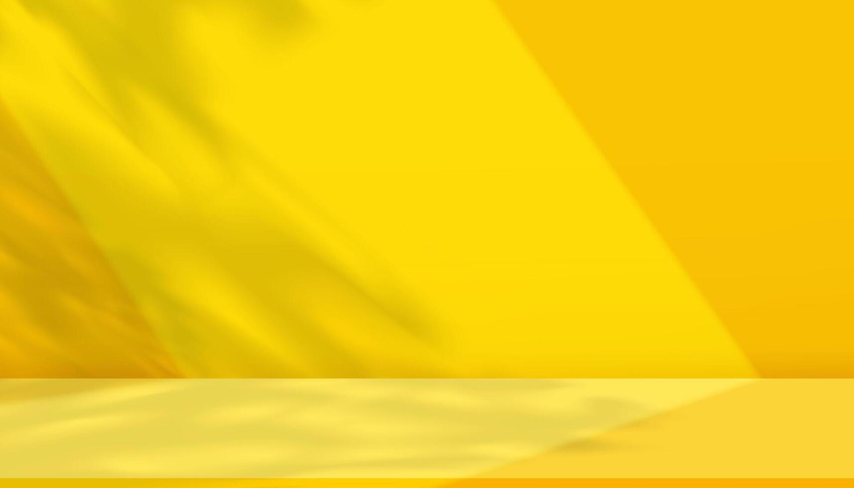 Yellow background,Shadow leaves,light effect on wall room for product display,Studio background sunlight,shadow window reflection texture on floor podium, Abstract background for Autumn banner vector