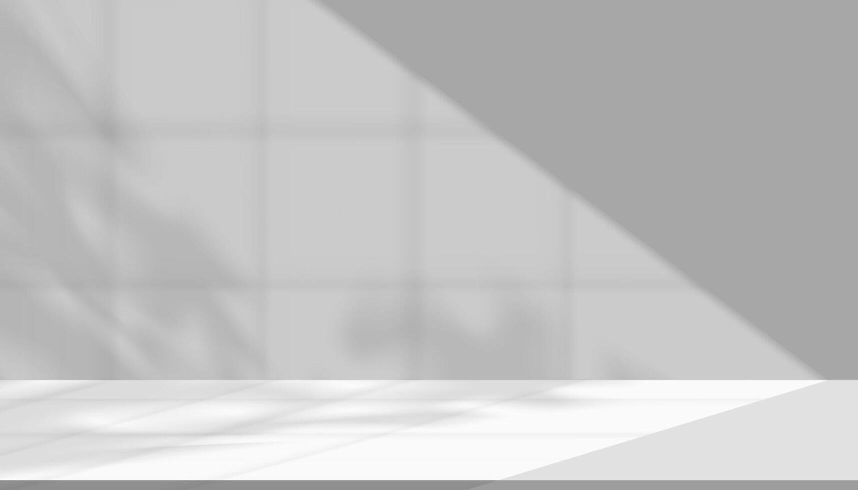 White background,Shadow leaves, light effect on wall room for product display,Studio background sunlight, shadow window reflection texture on floor podium, Abstract background for Summer banner vector