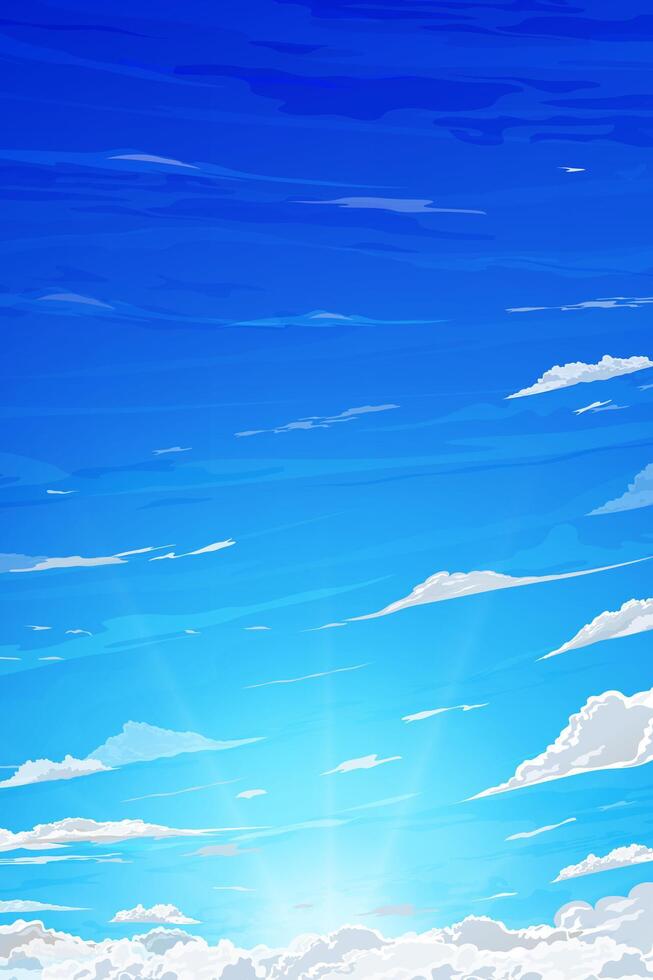 Sky Blue Background,Summer clear sky cloud,Sunny day with sunlight morning,Cartoon scene anime nature style with daylight in afternoon Spring, Banner weather season vector