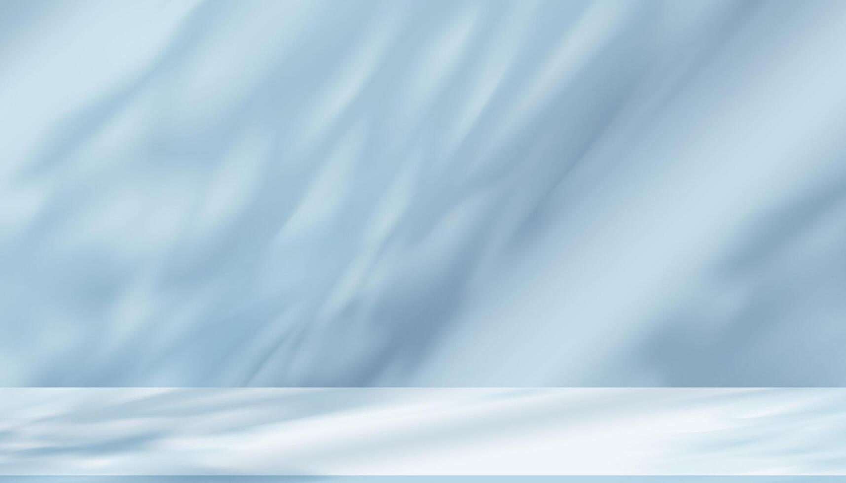Light and shadow texture on blue background.Studio background and abstract sunlight effect on podium. Empty backdrop with sunlight reflection on wall and floor for product display for Spring,Summer vector