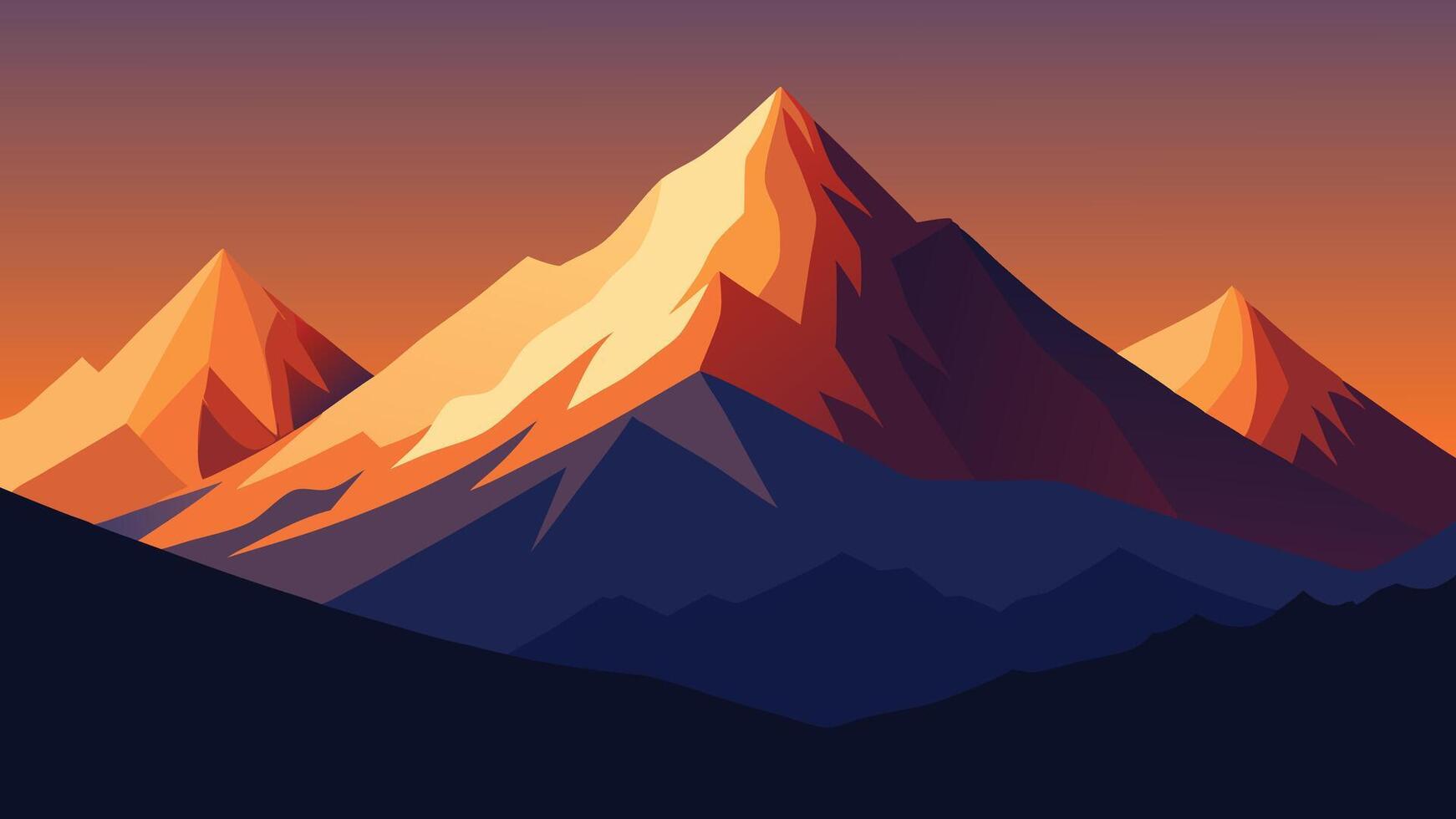 Stunning mountain range capturing the essence of nature flat illustration. vector