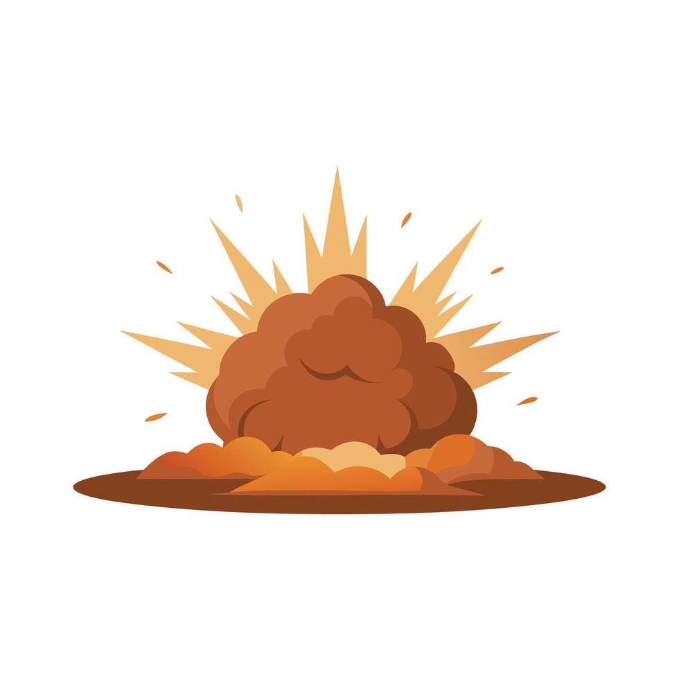 Brown soil explosion isolated flat illustration on white background. vector