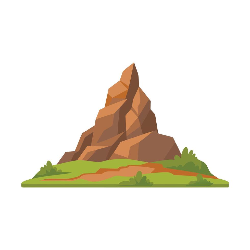 Natural rock formation along isolated flat illustration on white background. vector