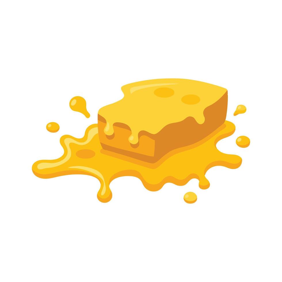 Melted cheese splash isolated flat illustration on white background vector