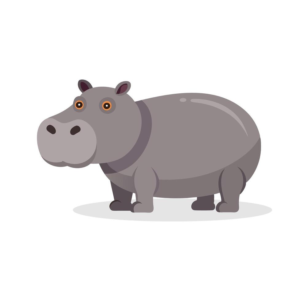 Hippopotamus isolated flat illustration on white background. vector